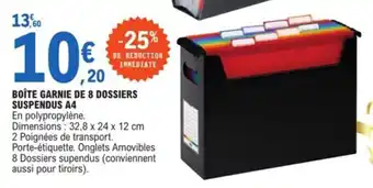 Boîte garnie de 8 dossiers suspendus A4