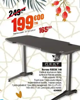 Plein ciel Bureau RDESK 140 offre