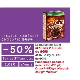 Monoprix Nestle céréales chocapic offre