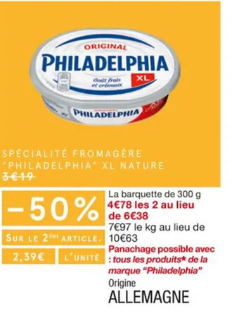 Monoprix Spécialité fromagère PHILADELPHIA xl nature offre