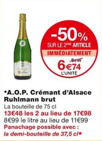 Monoprix A.O.P. crémant d'alsace ruhlmann brut offre