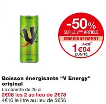 Monoprix Boisson énergisante "v energy" original offre