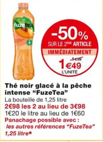Monoprix Thé noir glacé à la pêche intense "FUZETEA" offre