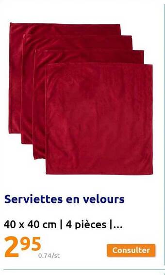Action Serviettes en velours offre