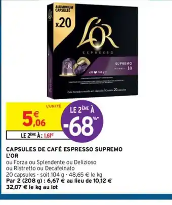 Capsules de Cafe Espresso Supremo l'Or