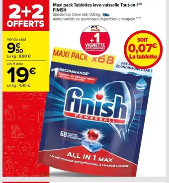 Carrefour Market Maxi Pack Tablettes Lave-Vaisselle tout En 1 Finish offre