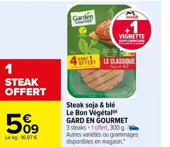 Carrefour Market Steak Soja & Blé Le Bon Végétal Gard En Gourmet offre