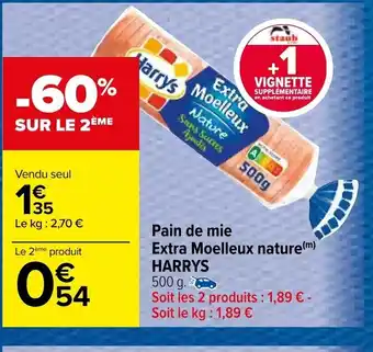 Carrefour Market Pain de Mie Extra Moelleux Nature Harry's offre