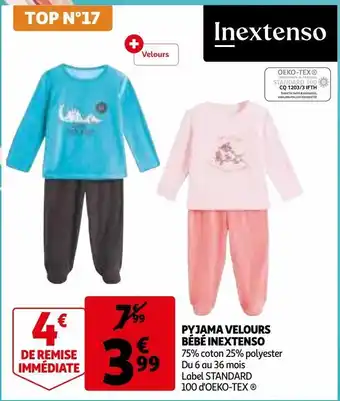Pyjama velours bébé inextenso