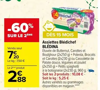 Carrefour Market Assiettes Blédichef Blédina offre
