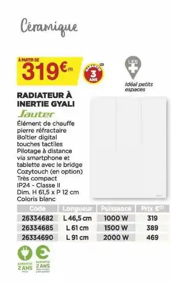 Bricomarché Radiateur à inertie gyali sauter offre