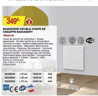 Bricomarché Radiateur double corps de chauffe radiasoft noirot offre