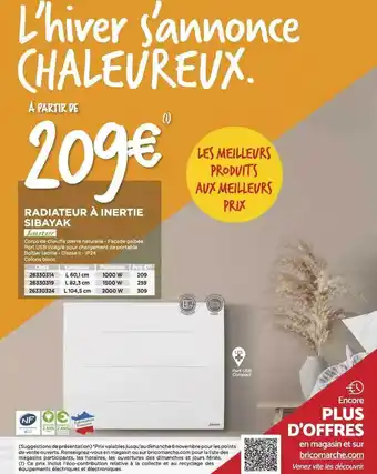 Bricomarché Radiateur à inertie sibayak sauter offre