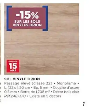 Lapeyre Sol vinyle orion offre