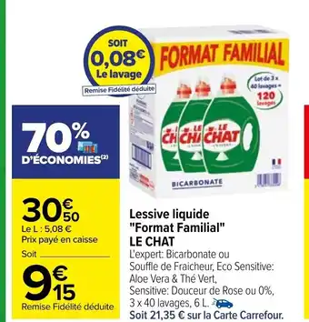 Carrefour Market Lessive Liquide Format Familial Le Chat offre