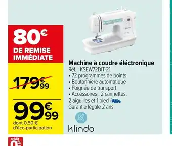 Carrefour Market Machine à coudre électronique offre
