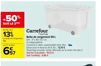 Carrefour Market Boite de Rangement 50L offre