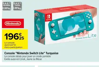 Carrefour Market Console Nintendo Switch Lite Turquoise offre