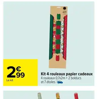 Carrefour Market Kit 4 Rouleaux Papier cadeaux offre