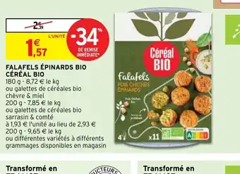 Intermarché Falafels épinards Bio Céréal Bio offre