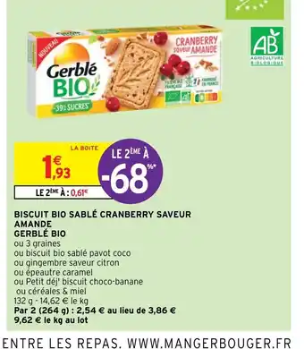 Biscuit Bio sablé Cranberry Saveur Amande Gerblé Bio