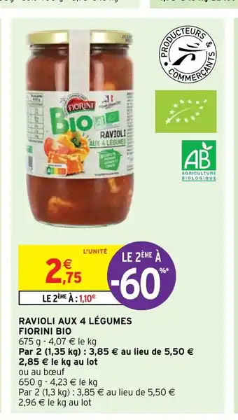 Intermarché Ravioli Aux 4 Légumes offre