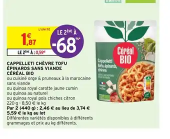 Intermarché Cappelleti Chevre Tofu offre