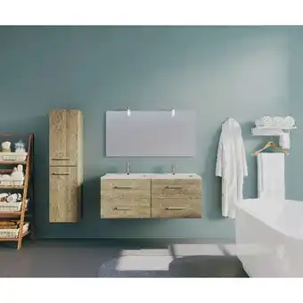Brico Dépôt Meuble + double vasque + miroir "flora" l. 120 cm offre