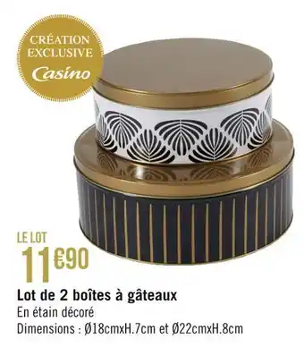 Géant Casino Casino lot de 2 boîtes à gâteaux offre