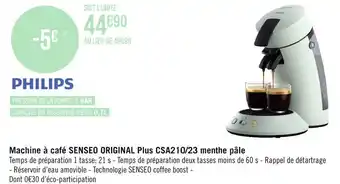 Géant Casino Philips machine à café senseo original plus csa210/23 menthe pâle offre