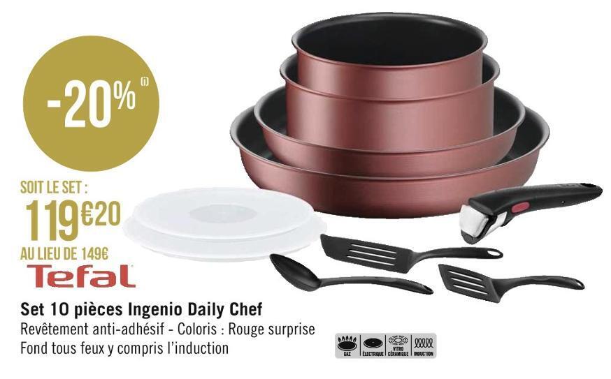 Promo Tefal set 10 pièces ingenio daily chef chez Géant Casino