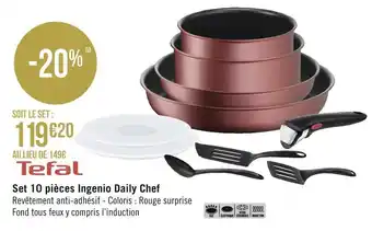 Géant Casino Tefal set 10 pièces ingenio daily chef offre