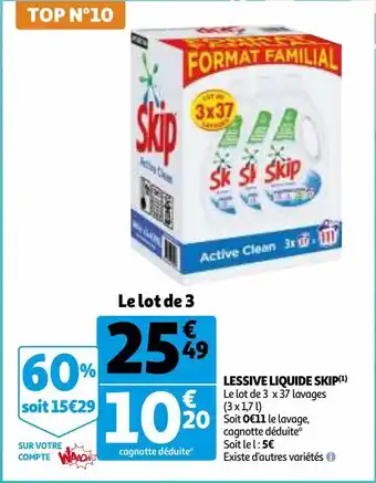 Auchan Lessive liquide skip offre