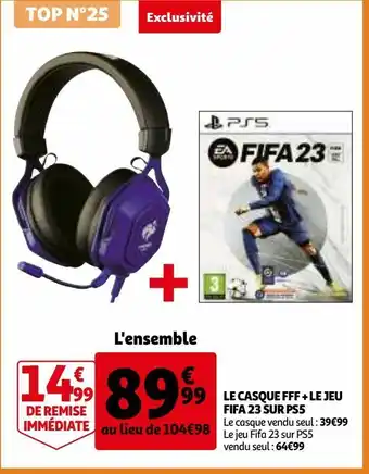 Auchan Le casque fff + le jeu fifa 23 sur ps5 offre