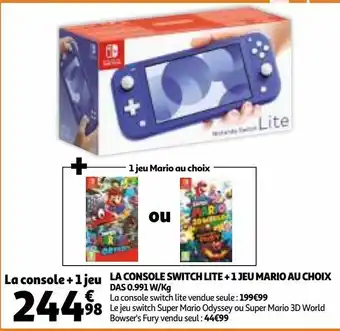 Auchan La console switch lite + 1 jeu mario au choix das 0.991 w/kg offre