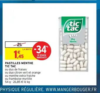 Intermarché Pastilles Menthe Tictac offre