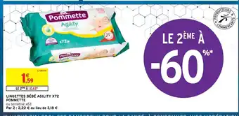 Intermarché Lingettes Bebe Agility X72 Pommette offre