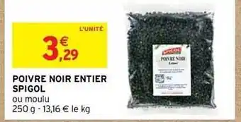Intermarché Poivre noir entier spigol offre