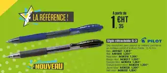 Calipage Stylo rétractable g-2 pilot offre