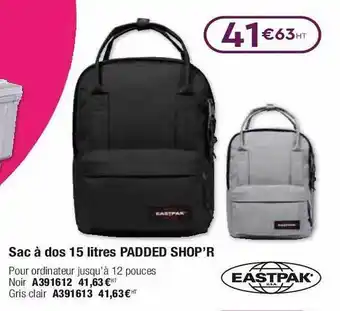 Calipage Sac à dos 15 litres padded shop'r eastpak offre