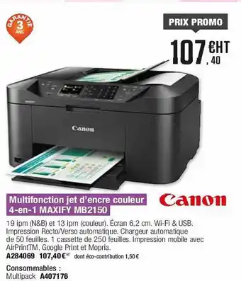 Calipage Multifonction jet d'encre couleur 4-en-1 maxify mb2150 canon offre