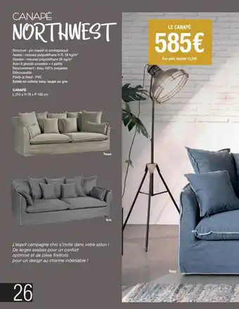 Cocktail Scandinave Canapé northwest offre