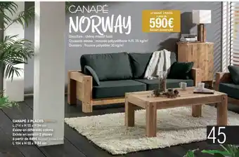 Cocktail Scandinave Canapé 3 places norway offre
