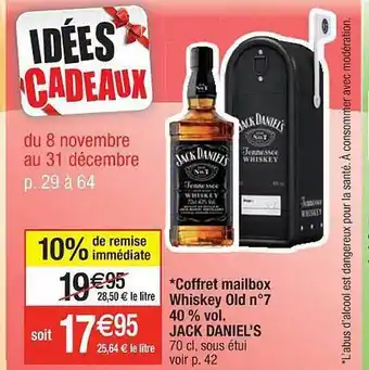 Cora x Carrefour Coffret mailbox whiskey old n°7 40% vol. jack daniel's offre