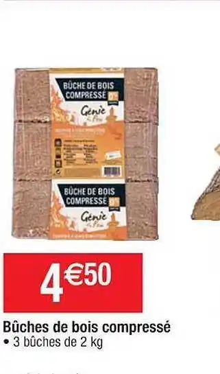 Cora x Carrefour Bûches de bois compressé offre