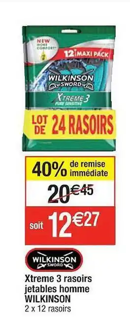 Cora x Carrefour Xtreme 3 rasoirs jetables homme wilkinson offre