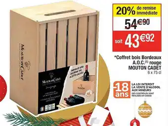 Cora x Carrefour Coffret bois bordeaux a.o.c. rouge mouton cadet offre