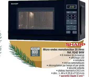 Cora x Carrefour Micro-ondes monofonction 20 litres sharp offre
