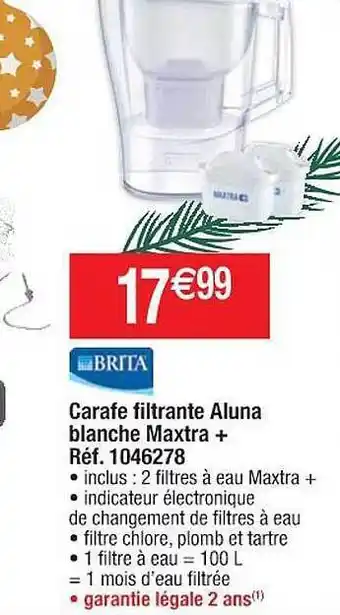 Cora x Carrefour Carfe filtrante aluna blanche maxtra+ brita offre