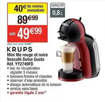 Cora x Carrefour Mini me rouge et noire nescafé dolce gusto krups offre